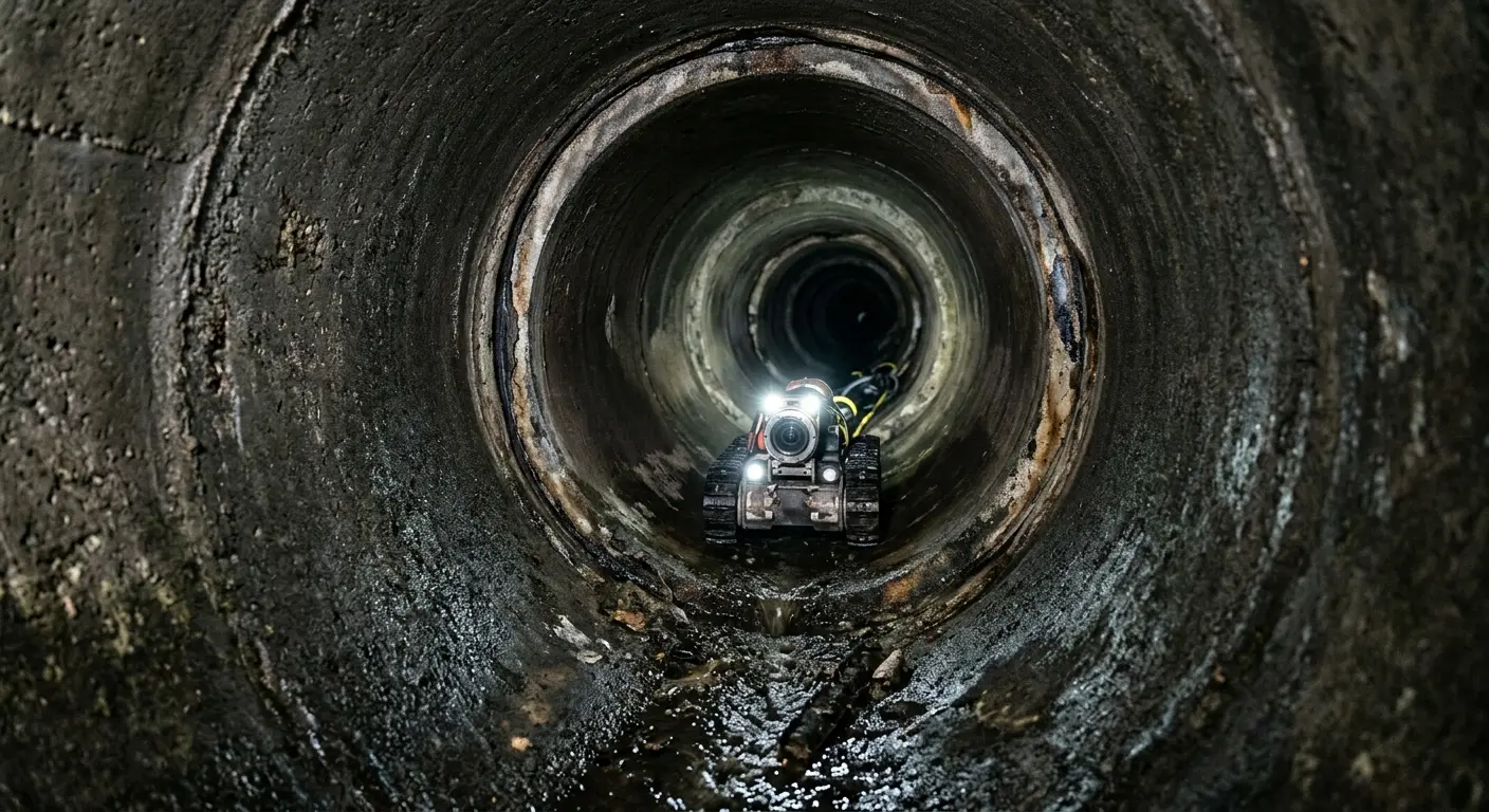 Robotic sewer camera inspecting pipe interior for Drain Snake Service in Petal